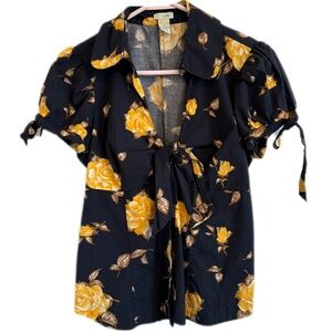 Anthropologie Odille button down floral shirt size 6